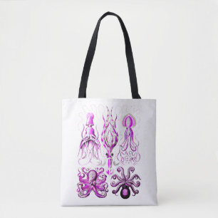 Tote Bag vie marine de poulpe rose art de la plage marine o