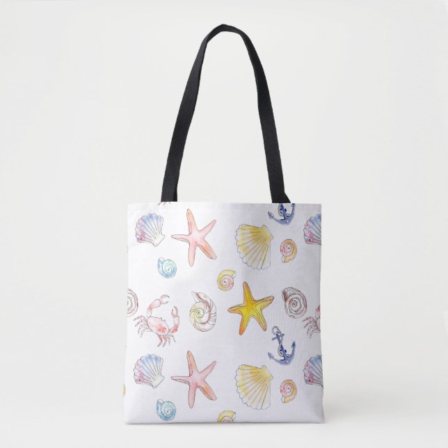 Tote Bag Vie marine et Ancres (Devant)