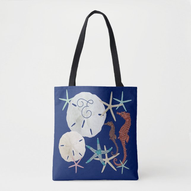 Tote Bag Vie marine monogramme bleu marine (Devant)