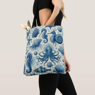 Tote Bag Vie marine vintage Animaux Motif
