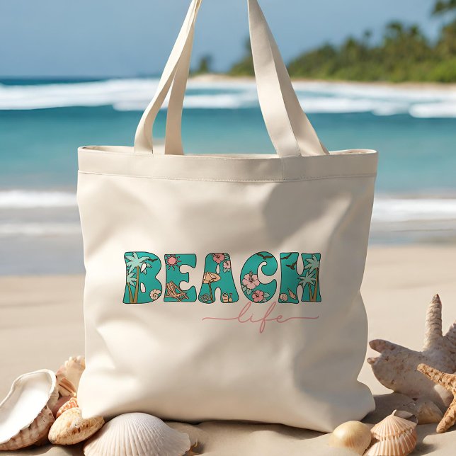 Tote Bag Vie sur la plage de Retro (The perfect tote for a day at the beach!)
