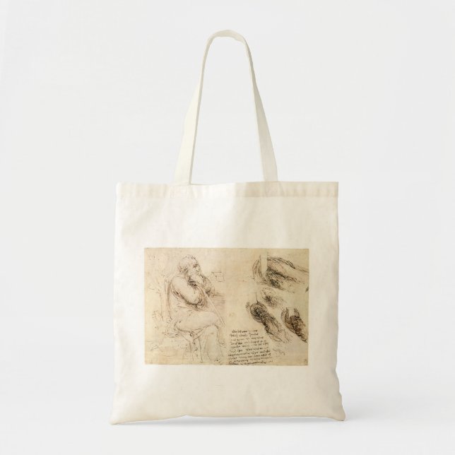 Tote Bag Vieil Homme et Esquisse d'eau de Léonard de Vinci (Devant)