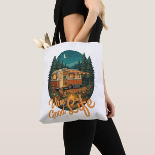 Tote Bag Vieille Vie en Fourgon Bonne Vie Aventure Badge de