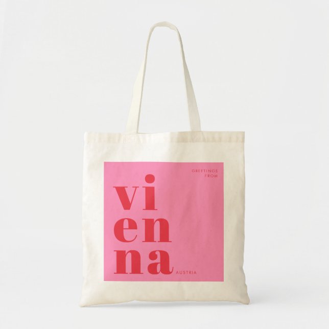 Tote Bag Vienne Autriche typographie rose rouge (Devant)