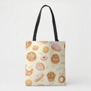 Tote Bag Viennoiseries Assorties : Motif sans Seamless Savo