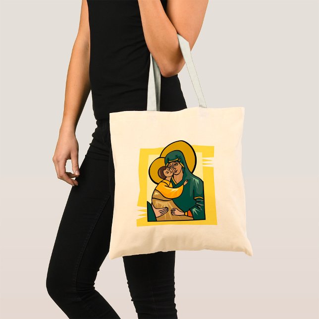 Tote Bag Vierge byzantine moderne Marie et enfant religieus (Créateur téléchargé)