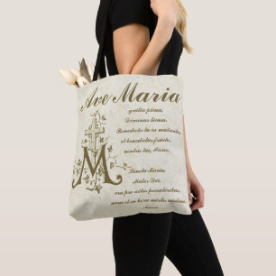 Tote Bag Vierge catholique Marie Ave Maria en latin