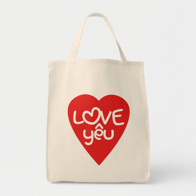 Tote Bag Vietnamien Valentine ♥ Love Yêu ♥ Asian Wordplay (Devant)