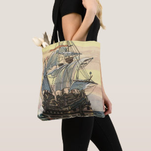 Tote Bag Vieux bateau pirate, galion naviguant sur l'océan