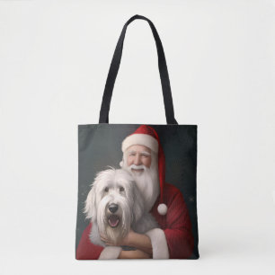 Tote Bag Vieux chien de berger anglais avec festive de Père