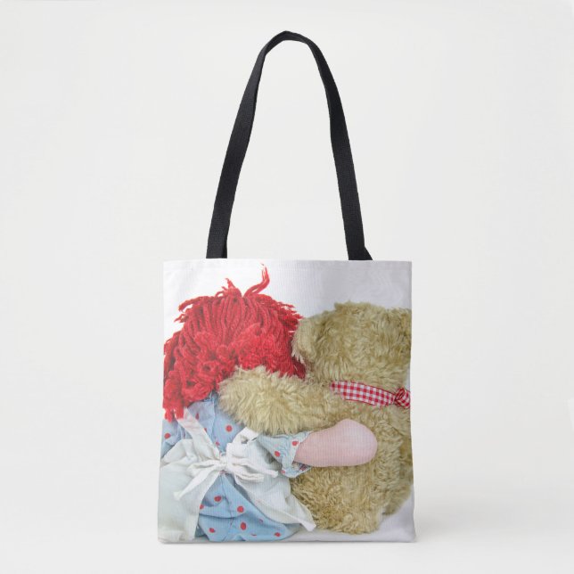 Tote Bag vieux chiffon avec ours en peluche (Devant)