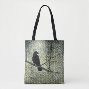 Tote Bag Vieux Damas Vertes Et Crow