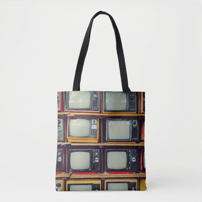 Tote Bag Vieux écran noir de télévision rétro (Devant)