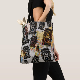 Tote Bag Vieux Motif Caméra de voyage