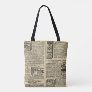 Tote Bag vieux motif vintage frais de journal de catalogue