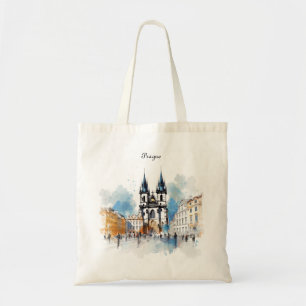 Tote Bag Vieux Prague, aquarelle
