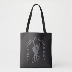 Tote Bag Vieux Punks Ne Meurent Jamais Skeleton Rock Sur Go