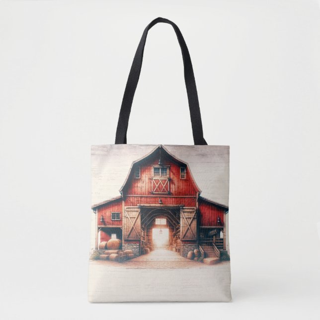 Tote Bag Vieux Red Grange rustique Pays (Devant)