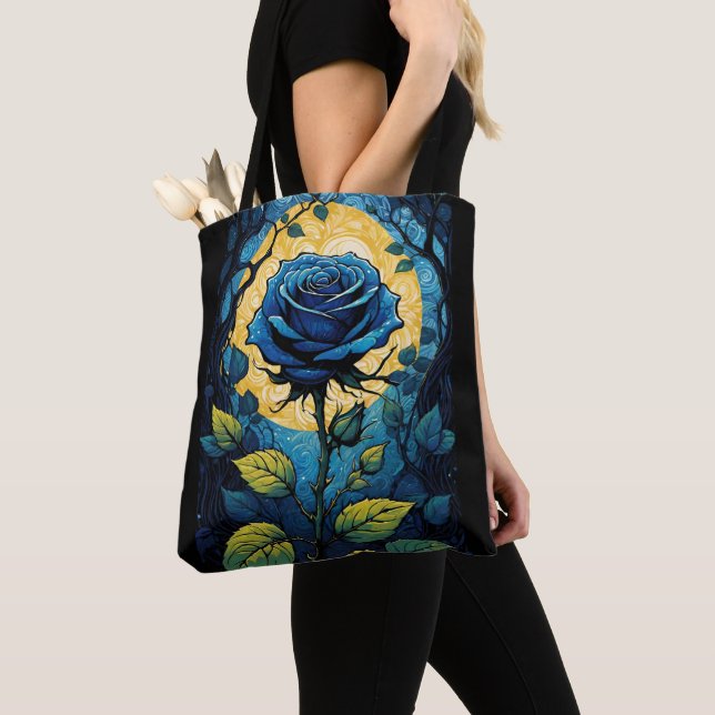 Tote Bag Vignes Roses bleues 3 (De près)