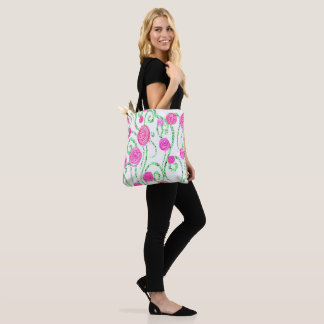 Tote Bag Vignes vert et rose