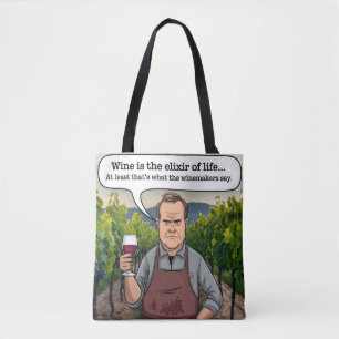 Tote Bag Vignoble Winemaker, le vin est l'élixir de la vie