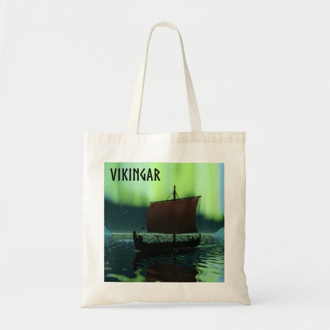 Tote Bag Viking Navire Et Lumières Du Nord (Devant)