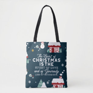 Tote Bag Village de nuit d'hiver avec esprit de Noël