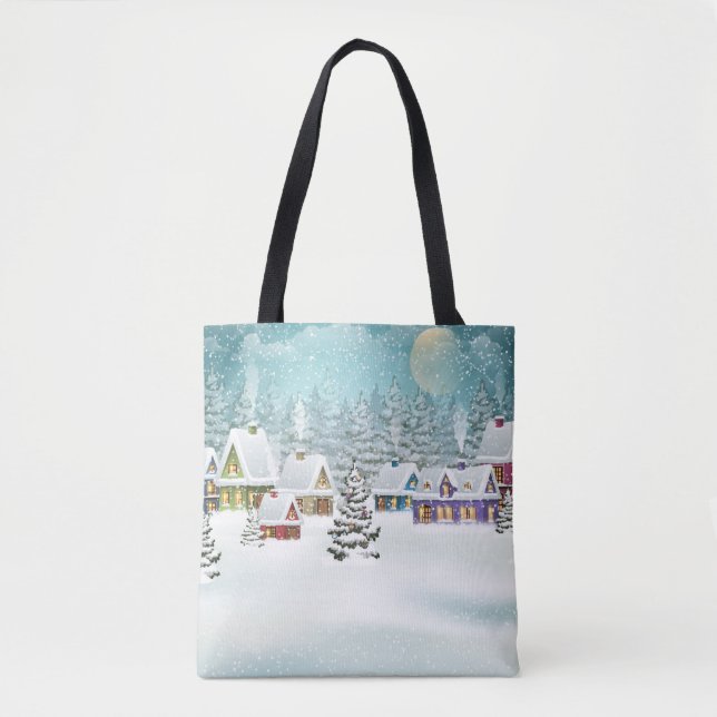 Tote Bag Village d'hiver : paysage enneigé (Devant)