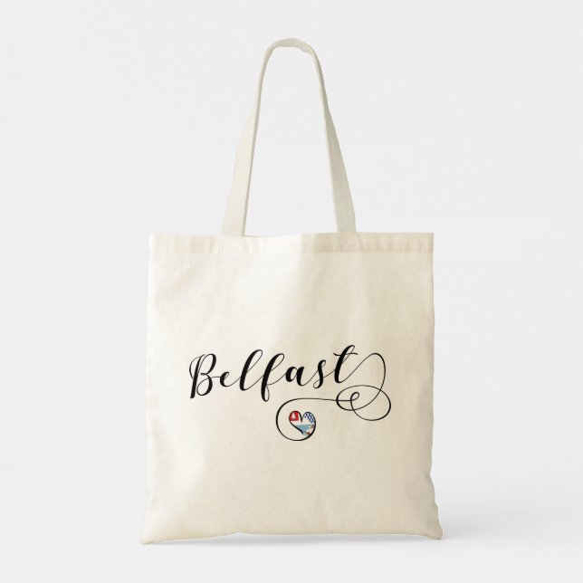 Tote Bag Ville de Belfast Drapeau dans le coeur (Dos)
