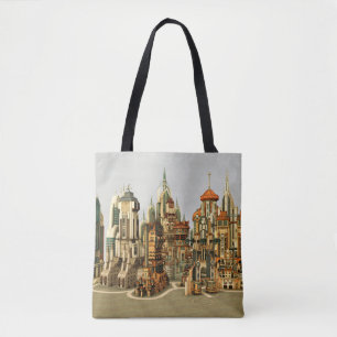 Tote Bag Ville de fantasy futuriste Art de ciel Sci-Fi