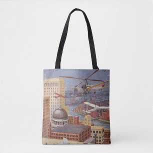 Tote Bag Ville de science-fiction vintage, Victorian Steam 