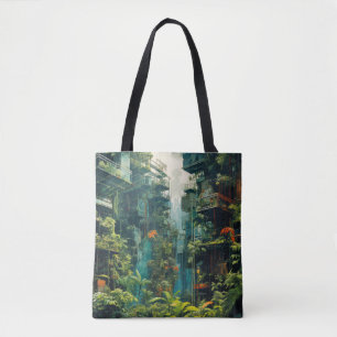 Tote Bag Ville perdue Concept Abstrait Paysage coloré Art