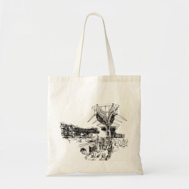 Tote Bag Ville reconstruisant la machine (Devant)