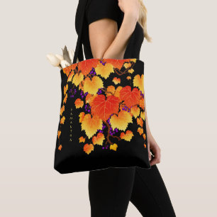 Tote Bag Vin de raisin automne Automne Orange Gold Feuilles