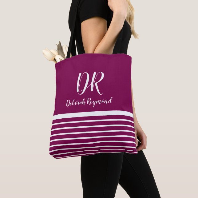 Tote Bag Vin Monogrammé blanc horizontal (De près)
