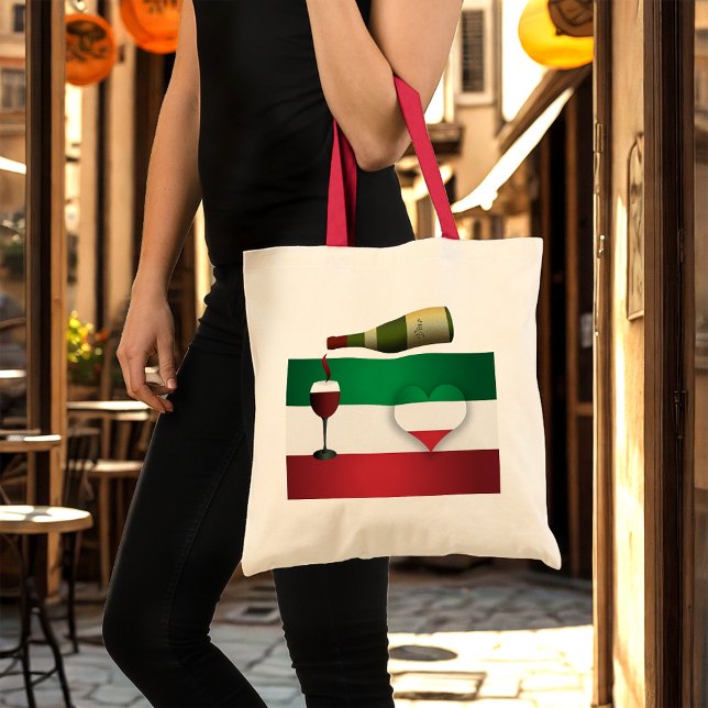 Tote Bag Vin Rouge Et Drapeau Italien (Créateur téléchargé)