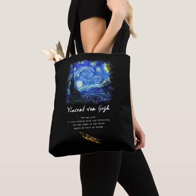 Tote Bag Vincent van Gogh. Art de poème de peinture de nuit (De près)