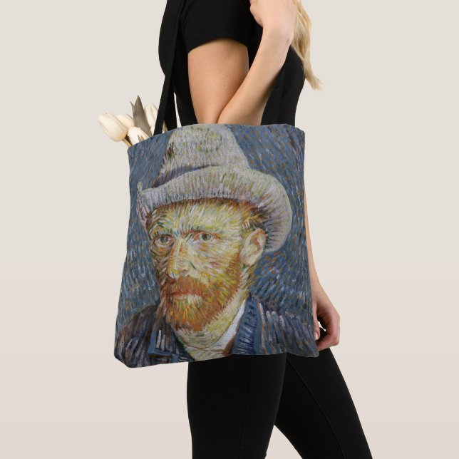 Tote Bag Vincent Van Gogh Autoportrait Grey Felt Casquette  (De près)