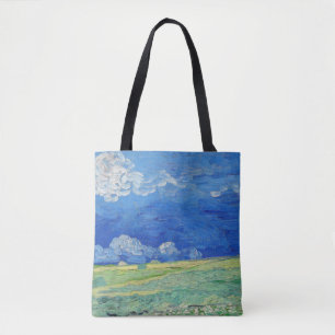 Tote Bag Vincent van Gogh - Champs de blé sous des nuages o