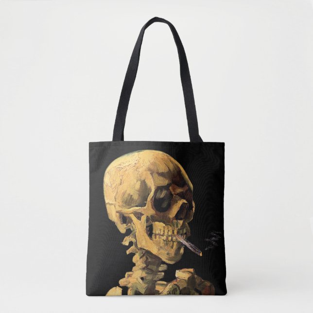 Tote Bag Vincent Van Gogh - Crâne Avec Cigarette Brûlante À (Devant)