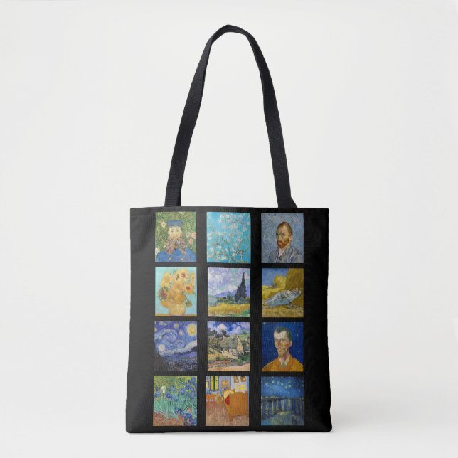 Tote Bag Vincent Van Gogh - Grille des chefs-d'oeuvre (Devant)