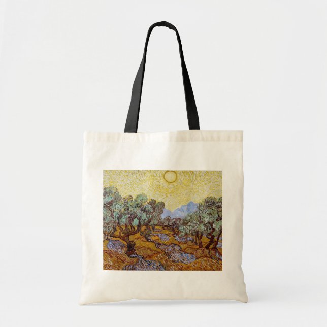 Tote Bag Vincent van Gogh - Oliviers, Ciel Jaune et Soleil (Devant)