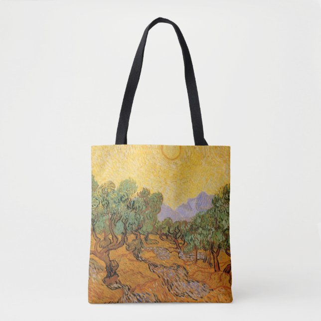 Tote Bag Vincent van Gogh - Oliviers, Ciel Jaune et Soleil (Devant)