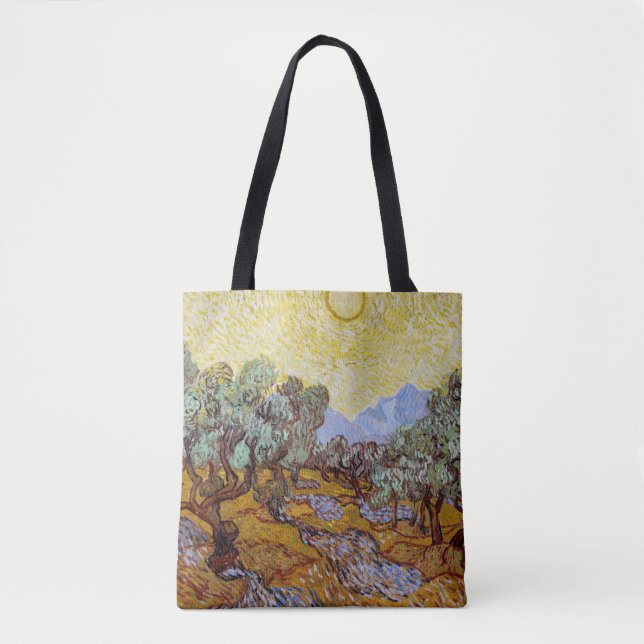 Tote Bag Vincent van Gogh - Oliviers, Ciel Jaune et Soleil (Devant)