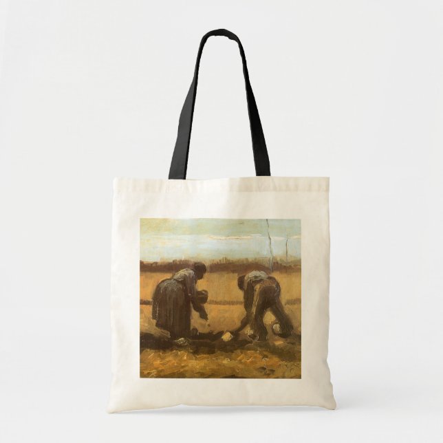 Tote Bag Vincent van Gogh - Paysans plantant des pommes de  (Devant)