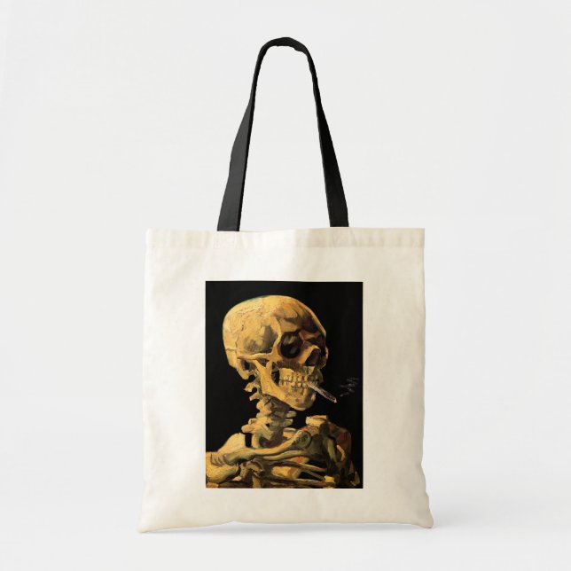 Tote Bag Vincent Van Gogh - Skull With Burning Cigarette (Devant)