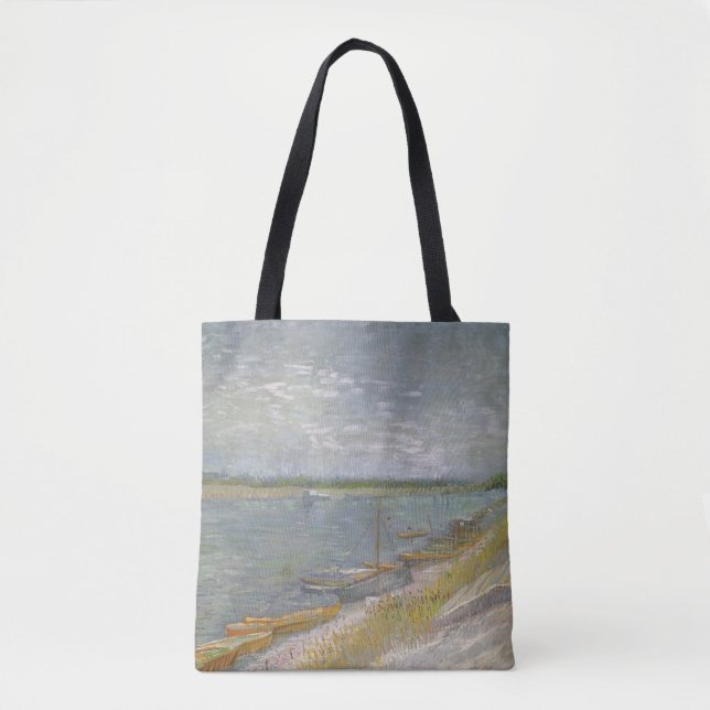 Tote Bag Vincent van Gogh - Vue d'une rivière avec des bate (Devant)