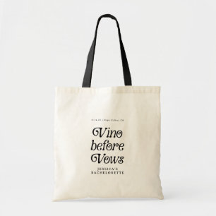 Tote Bag Vino avant les fenêtres Bachelorette rétro minim
