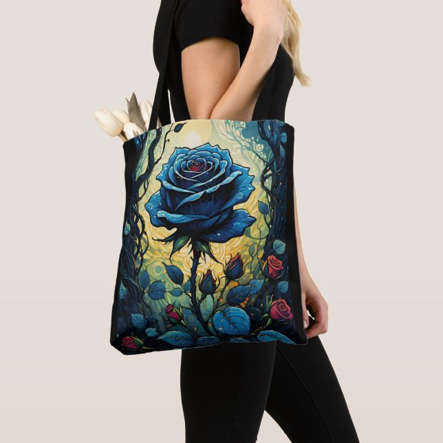 Tote Bag Vins Roses bleus 1 (De près)