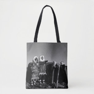 Tote Bag Vintage Alaska Fur vêtu eskimo arctique sod igloo